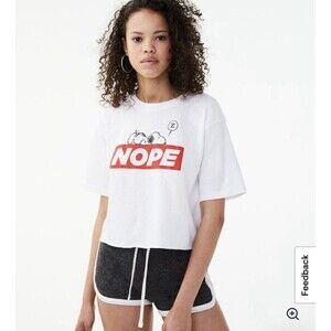NWT Aeropostale Peanuts Snoopy NOPE T-shirt Medium Women’s Graphic Tee Gift $39